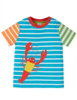 Frugi Pure Cotton Striped Lobster T-Shirt (2-10 Yrs) - 3-4 Y - Multi, Multi