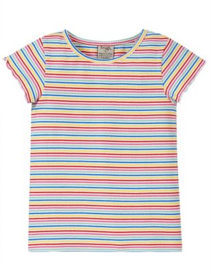Frugi Girl's Organic Cotton Striped T-Shirt (2-10 Yrs) - 5-6 Y - Multi, Multi