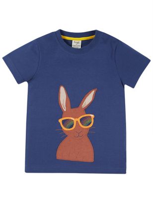 Frugi Boy's Organic Cotton Hare Appliqu T-Shirt (2-10 Yrs) - 7-8 Y - Navy, Navy