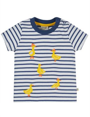 Frugi Boys Organic Cotton Duck Striped T-Shirt (0-3 Yrs) - 3-4 Y - Navy, Navy