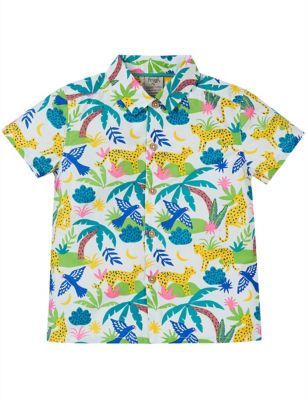 Frugi Boys Pure Cotton Hawaiian Shirt (2-10 Yrs) - 8-9 Y - White, White