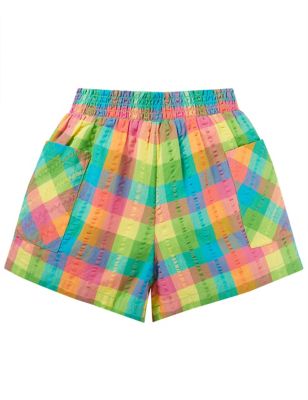 Frugi Girls Organic Cotton Checked Shorts (0-10 Yrs) - 6-9M - Multi, Multi