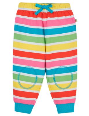 Frugi Girl's Pure Cotton Rainbow Striped Joggers (0-4 Yrs) - 12-18 - Multi, Multi
