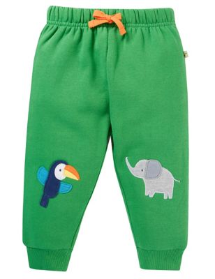 Frugi Organic Cotton Embroidered Joggers (0-4 Yrs) - 6-9M - Green, Green