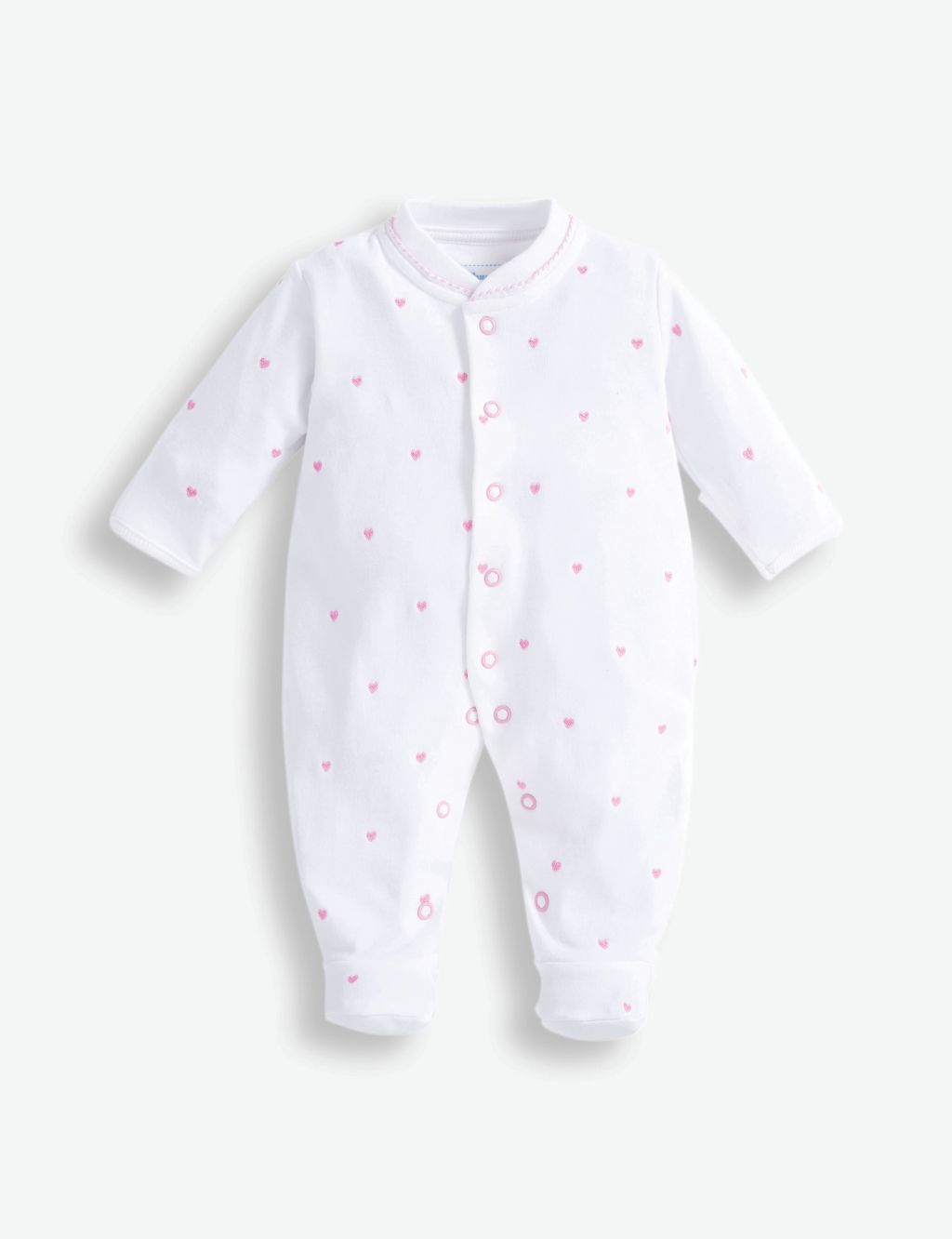 Pure Cotton Heart Embroidered Sleepsuit (6½lbs-9 Mths)