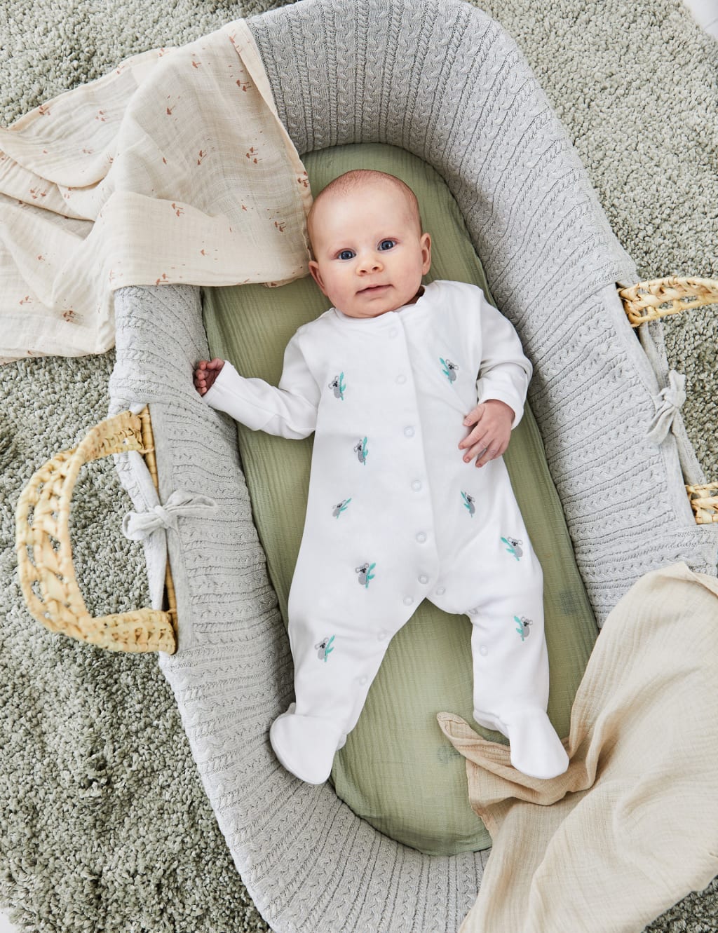 Pure Cotton Koala Embroidered Sleepsuit (6½lbs-9 Mths)