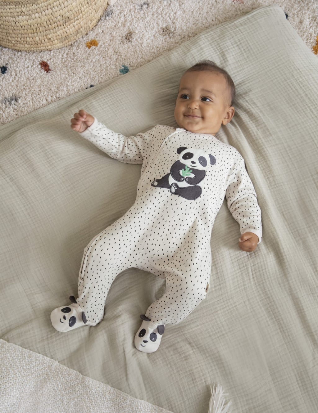 Pure Cotton Panda Zip Sleepsuit (7lbs-12 Mths)