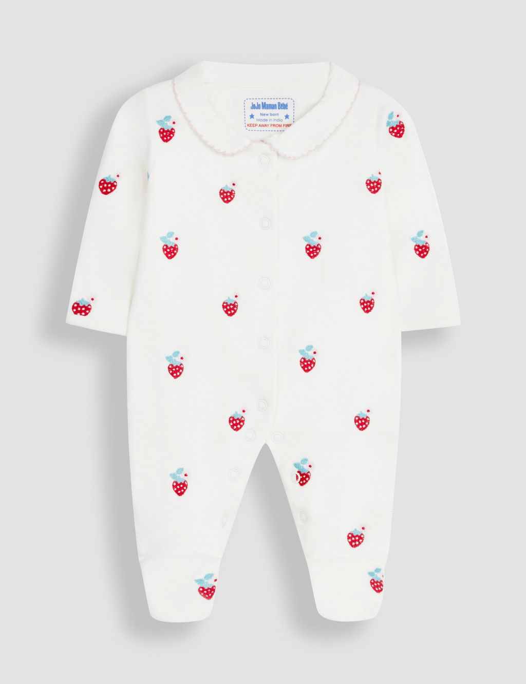 Pure Cotton Strawberry Sleepsuit (7lbs-12 Mths)
