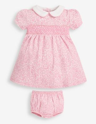 Jojo Maman Bb Girls 2pc Pure Cotton Ditsy Floral Outfit (0-24 Mths) - 0-3 M - Light Pink Mix, Ligh