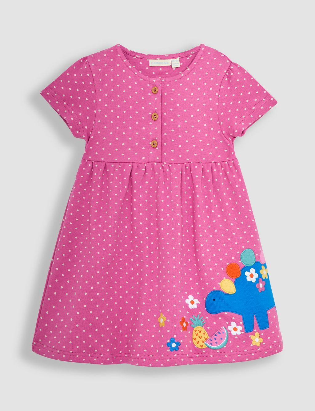 Pure Cotton Dinosaur Spotted Dress (6 Mths-5 Yrs)