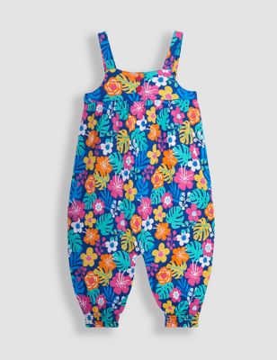 Jojo Maman Bb Girl's Pure Cotton Floral Jumpsuit (6 Mths-5 Yrs) - 6-12M - Navy Mix, Navy Mix