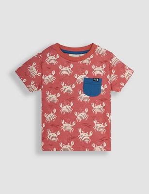 Jojo Maman Bebe Boys Pure Cotton Crab T-Shirt (6 Mths-5 Yrs) - 4-5 Y - Light Pink Mix, Light Pink Mi
