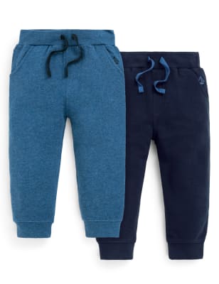 Jojo Maman Bb Boys 2pk Pure Cotton Joggers (18 Mths-6 Yrs) - 4-5 Y - Blue, Blue