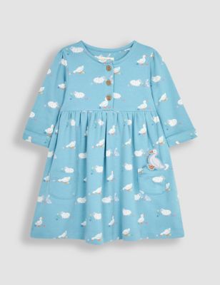 Jojo Maman Bb Girl's Pure Cotton Animal Dress (6 Mths-5 Years) - 2-3 Y - Teal Mix, Teal Mix