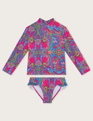 Monsoon Girls Paisley Frill Swim Set (3-13 Yrs) - 11-12 - Pink, Pink