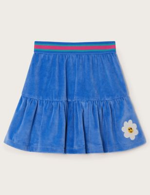 Monsoon Girl's Velour Tiered Skirt (3-13 Yrs) - 7-8 Y - Blue, Blue