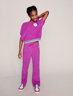 Monsoon Girl's Cotton Rich Trousers (3-13 Yrs) - 7-8 Y - Pink, Pink