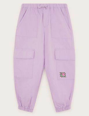 Monsoon Girl's Pure Cotton Cargo Parachute Trousers (3-13 Yrs) - 12y - Lilac, Lilac