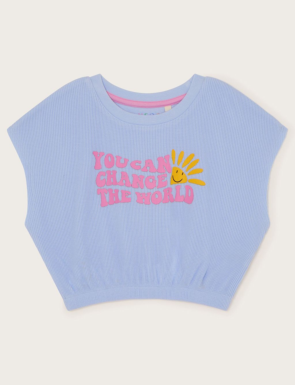 Pure Cotton You Can Change The World Slogan Top (3-13 yrs)