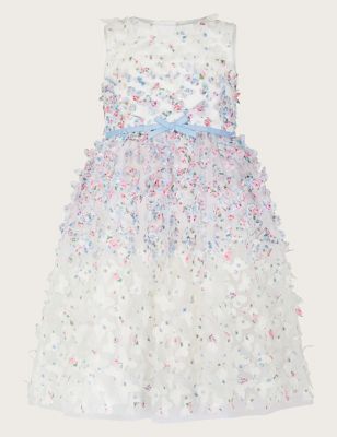 Monsoon Girls Butterfly Tulle Occasion Dress (3-15 Yrs) - 8y - Ivory, Ivory