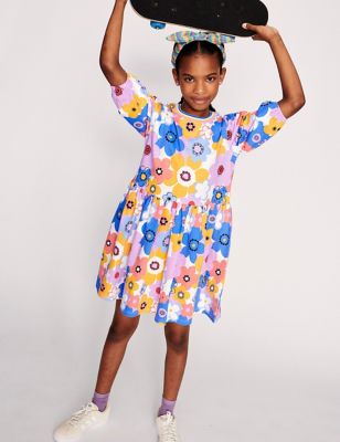 Monsoon Girl's Pure Cotton Floral Dress (3-13 Yrs) - 3-4 Y - Multi, Multi