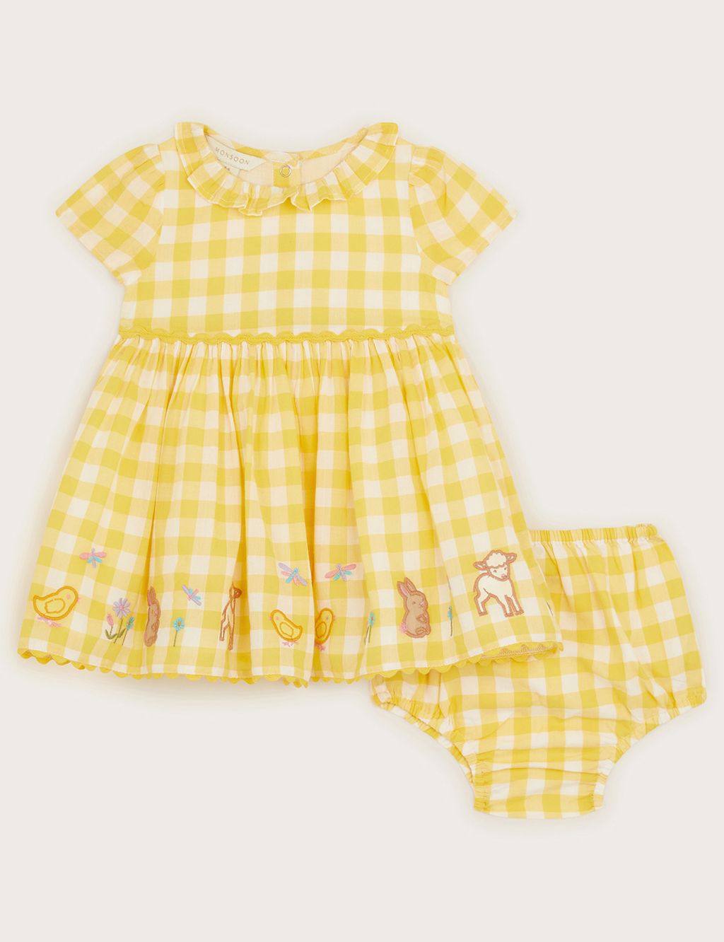 2pc Pure Cotton Check Animal Outfit (0-18 Mths)