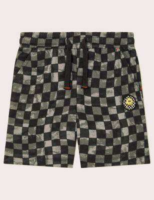 Monsoon Boys Pure Cotton Checked Shorts (3-13 Yrs) - 12-13 - Black, Black