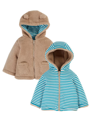 Frugi Boys Fleece Reversible Jacket (0-5 Yrs) - 0-3 MREG - Brown, Brown