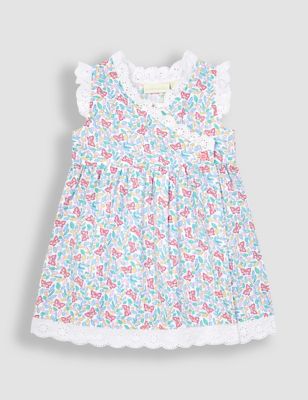 Jojo Maman Bb Girl's Cotton Blend Butterfly Dress (0-18 Mths) - 0-3 M - White Mix, White Mix