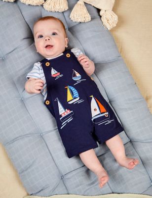 Jojo Maman Bb Boys 2pc Pure Cotton Boat Outfit (0-24 Mths) - 3-6 M - Navy Mix, Navy Mix