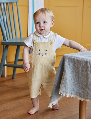Jojo Maman Bb Boy'ss Newborn Boy's 2pc Pure Cotton Striped Outfit (0-24 Mths) - 12-18 - Yellow, Ye