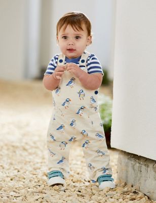 Jojo Maman Bb Boy's 2pc Pure Cotton Striped Puffin Outfit (0-24 Mths) - 0-3 M - Natural Mix, Natur