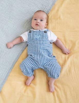 Jojo Maman Bb Boy'ss Newborn Boy's 2pc Pure Cotton Gingham Outfit (0-24 Mths) - 3-6 M - Navy Mix, 