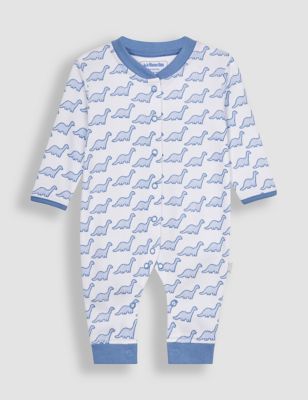 Jojo Maman Bb Boy's Pure Cotton Dinosaur Sleepsuit (7lbs-12 Mths) - 9-12M - Light Blue Mix, Light 