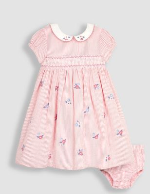 Jojo Maman Bb Girls 2pc Pure Cotton Striped Outfit (0-7 Yrs) - 2-3 Y - Light Pink Mix, Light Pink 