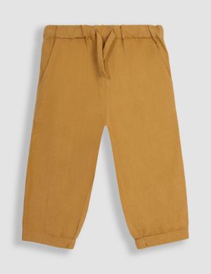 Jojo Maman Bb Boys Linen Rich Elasticated Waist Trousers (6 Mths-7 Yrs) - 18-24 - Tan, Tan