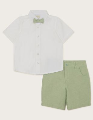 Monsoon Boys 3pc Pure Cotton Top & Bottom Outfit - 10Y - Green Mix, Green Mix