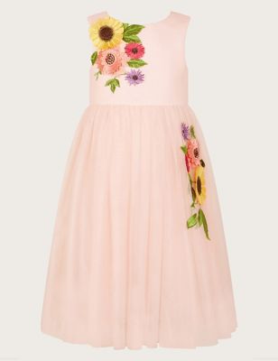 Monsoon Girl's Floral Embroidered Occasion Dress (3-15 Yrs) - 4y - Pink Mix, Pink Mix