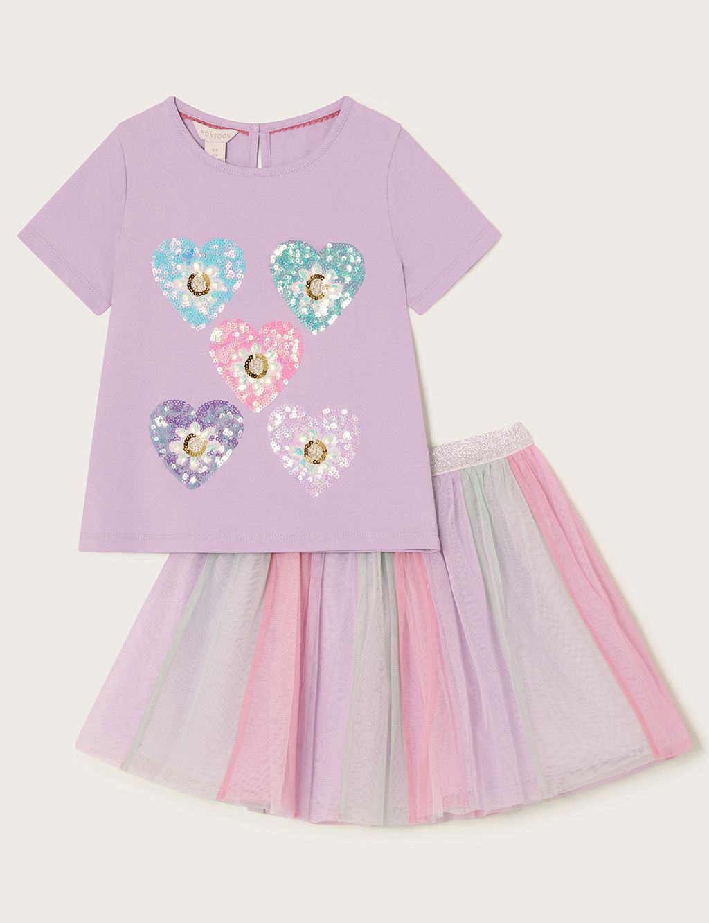 Sequin Heart Top & Skirt Outfit (3-13 Yrs)