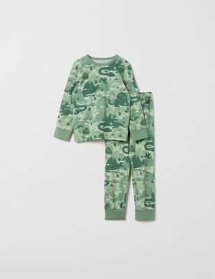 Polarn O. Pyret Cotton Rich Dragon Pyjamas (1-10 Yrs) - 2-4Y - Green Mix, Green Mix