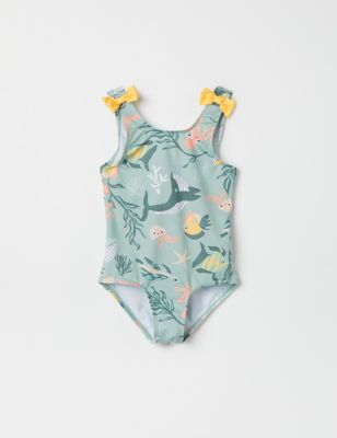 Polarn O. Pyret Girl'ss Newborn Girl's Sealife Print Swimsuit (1-8 Yrs) - 6-8Y - Teal Mix, Teal Mix
