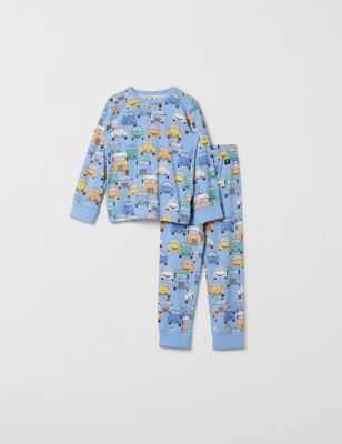 Polarn O. Pyret Boy's Cotton Rich Vehicle Pyjamas (1-10 Yrs) - 4-6 Y - Medium Blue Mix, Medium Blue 