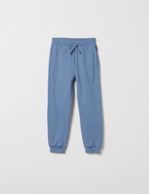 Polarn O. Pyret Boy's Pure Cotton Joggers (1-10 Yrs) - 8-9 Y - Medium Blue, Medium Blue,Navy