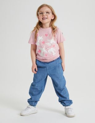 Polarn O. Pyret Girl'ss Newborn Girl's Pure Cotton Bird Print T-Shirt (1-10 Yrs) - 2-3 Y - Pink Mix,