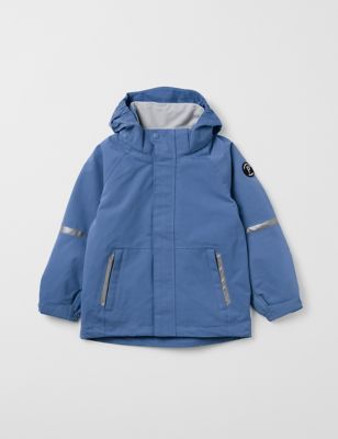 Polarn O. Pyret Boy's Waterproof Raincoat (2-10 Yrs) - 7-8 Y - Medium Blue, Medium Blue,Green