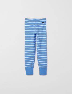 Polarn O. Pyret Boy's Pure Cotton Striped Leggings (1-10 Yrs) - 3-4 Y - Blue Mix, Blue Mix