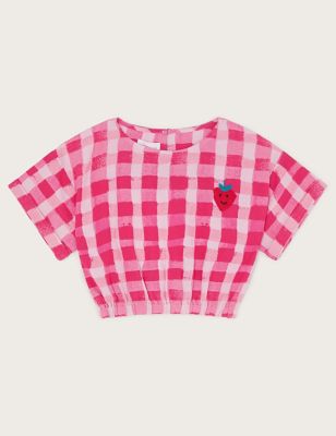 Monsoon Girl's Check Top (3-13 Yrs) - 9-10Y - Pink Mix, Pink Mix