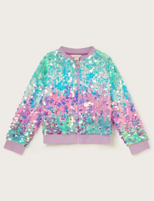Monsoon Girl's Sequin Bomber (3-13 Yrs) - 7-8 Y - Purple Mix, Purple Mix