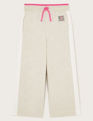 Monsoon Girl's Pure Cotton Side Stripe Joggers (3-13 Yrs) - 9-10Y - Grey Mix, Grey Mix