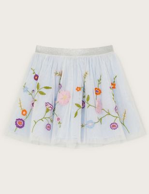 Monsoon Girl's Mini Tulle Floral Tutu Skirt (3-13 Yrs) - 12-13 - Blue Mix, Blue Mix
